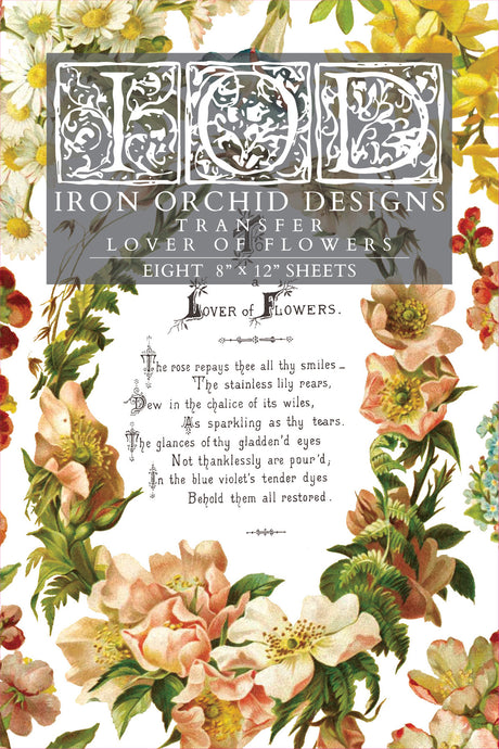 IOD, Iron Orchid Designs, Love of Flowers Transfer Pad New for 2024