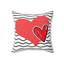 Load image into Gallery viewer, Red Hearts Black Stripes Valentine Decorative Throw Pillow