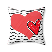 Load image into Gallery viewer, Red Hearts Black Stripes Valentine Decorative Throw Pillow