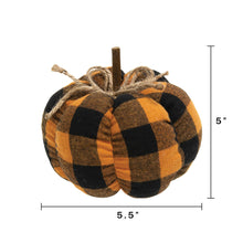 Load image into Gallery viewer, Orange &amp; Black Buffalo Check Stuffed Pumpkin