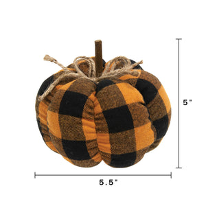 Orange & Black Buffalo Check Stuffed Pumpkin