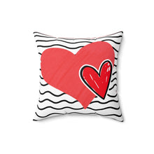 Load image into Gallery viewer, Red Hearts Black Stripes Valentine Decorative Throw Pillow