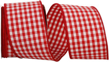 Load image into Gallery viewer, Gingham Check Wired Edge, Red, 2-1/2 In, 10 Yards