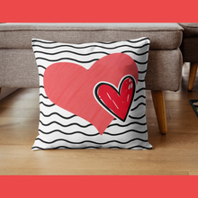Load image into Gallery viewer, Red Hearts Black Stripes Valentine Decorative Throw Pillow