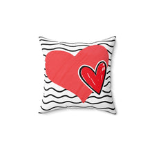 Load image into Gallery viewer, Red Hearts Black Stripes Valentine Decorative Throw Pillow