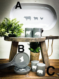Product B. “Sheep Happens”. Spoon Rest. Ceramic Porcelain