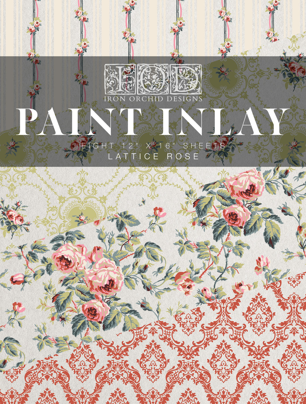 IOD, Iron Orchid Designs, Paint Inlay Lattice Rose