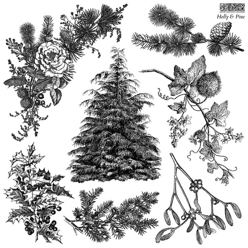 IOD Iron Orchid Designs Stamp 2025 Holiday Release Holly and Pine