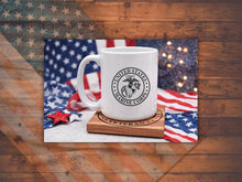 Load image into Gallery viewer, Custom Military Gift Set Personalized Coffee Mug Emblem Design Veteran Retirement Present Matching Coaster Collection Service Member Appreciation Active Duty Recognition Premium Quality Construction Perfect Ceremony Gift Patriotic Kitchen
