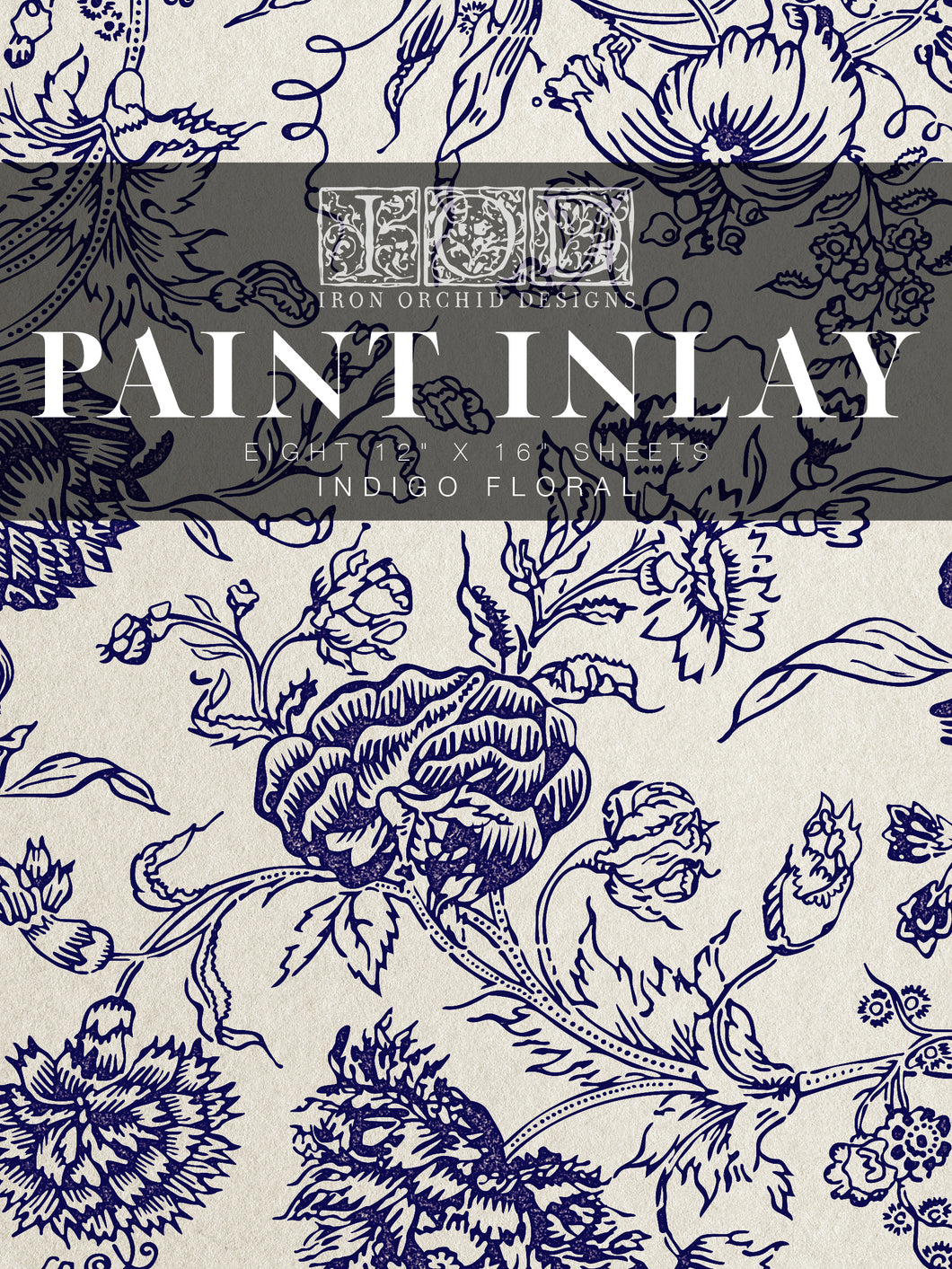 IOD, Iron Orchid Designs, Paint Inlay Indigo Floral Blue