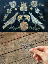Load image into Gallery viewer, Newly Released Pennsylvania Folk Stamp from IOD Iron Orchid Designs features primitive folk art, and  fraktur design elements.