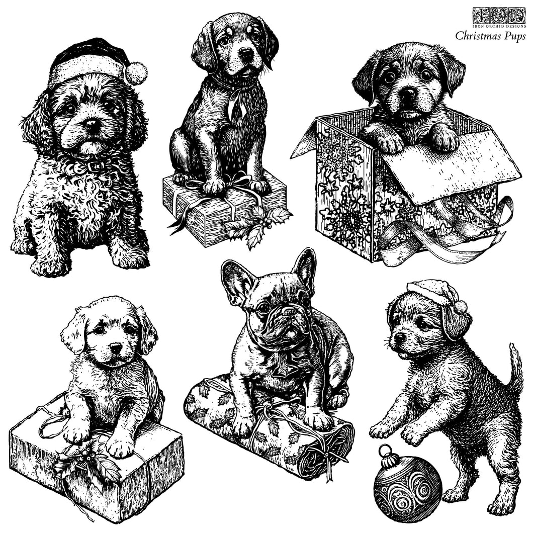 Iron Orchid Designs Stamp Set, Christmas Pups