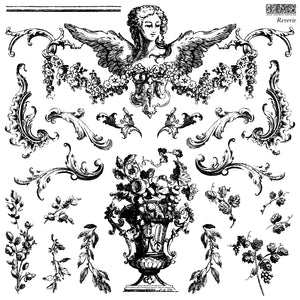 Newly Released Stamp from IOD Iron Orchid Designs, Reverie with cherubs and other classical elements.