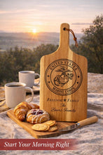 Load image into Gallery viewer, Military Charcuterie Board Personalized Cutting Wooden Serving Tray Custom Kitchen Accessory American Flag Engraved Design Veteran Gift Idea __etsy:7905798420