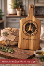 Load image into Gallery viewer, Military Charcuterie Board Personalized Cutting Wooden Serving Tray Custom Kitchen Accessory American Flag Engraved Design Veteran Gift Idea __etsy:7905800116