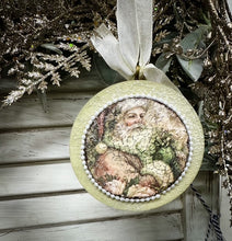 Load image into Gallery viewer, 2025 Pale Pink and Sage Christmas Ornaments of Santa and Fairies Set of Two