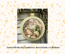 Load image into Gallery viewer, Close-up of pale pink Santa Christmas ornament from The Blue Heron Studio