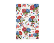 Load image into Gallery viewer, Hydrangea July 4 Patriotic Red White Blue Flag Kitchen Towel