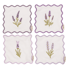 Load image into Gallery viewer, 100% Cotton Embroidered Lavender Coasters - Set of 4