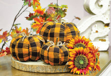 Load image into Gallery viewer, Orange &amp; Black Buffalo Check Stuffed Pumpkin