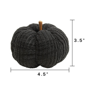 Black Chenille Stuffed Pumpkin 4.5"