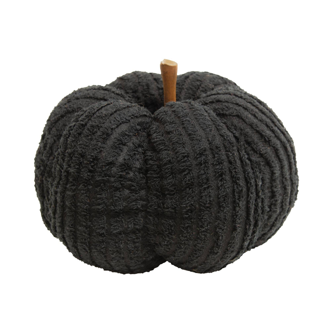 Black Chenille Stuffed Pumpkin 4.5