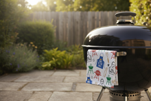 Load image into Gallery viewer, Father's Day BBQ Grill Kitchen Towel - Backyard Scene