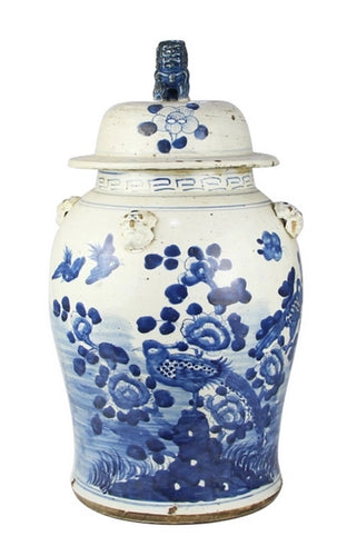 Extra Large Chinoiserie Lidded Porcelain Lidded Jar.  Magnificent!