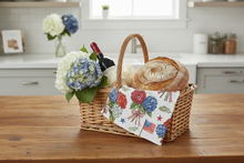 Load image into Gallery viewer, Hydrangea July 4th Patriotic Kitchen Towel - Gift Basket