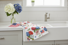 Load image into Gallery viewer, Hydrangea Patriotic Kitchen Towel Lifestyle