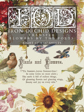 Load image into Gallery viewer, Rub On Transfer Furniture Redesign Easy Application Vintage Botanical Floral Design IOD Collection Flowers Poets Eight Sheet Pad 12x16 Format Professional Results Cottagecore Aesthetic Shabby Chic Makeover Supplies Cabinet Dresser