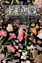 Load image into Gallery viewer, Botanical Wildflower Transfer IOD Primrose Isle British Isles Vintage Design Furniture Rub On Transfer Sheets Cottagecore Style Foxglove Primrose Butterfly Moth Artwork DIY Furniture Projects Shabby Chic Cottage Farmhouse Makeover Supplies