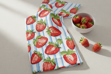 Load image into Gallery viewer, Strawberry Berry Picking Kitchen Towel lifestyle mockup