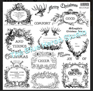 IOD, Iron Orchid Designs 2021 Retired Merry and Bright Christmas Holiday Stamp
