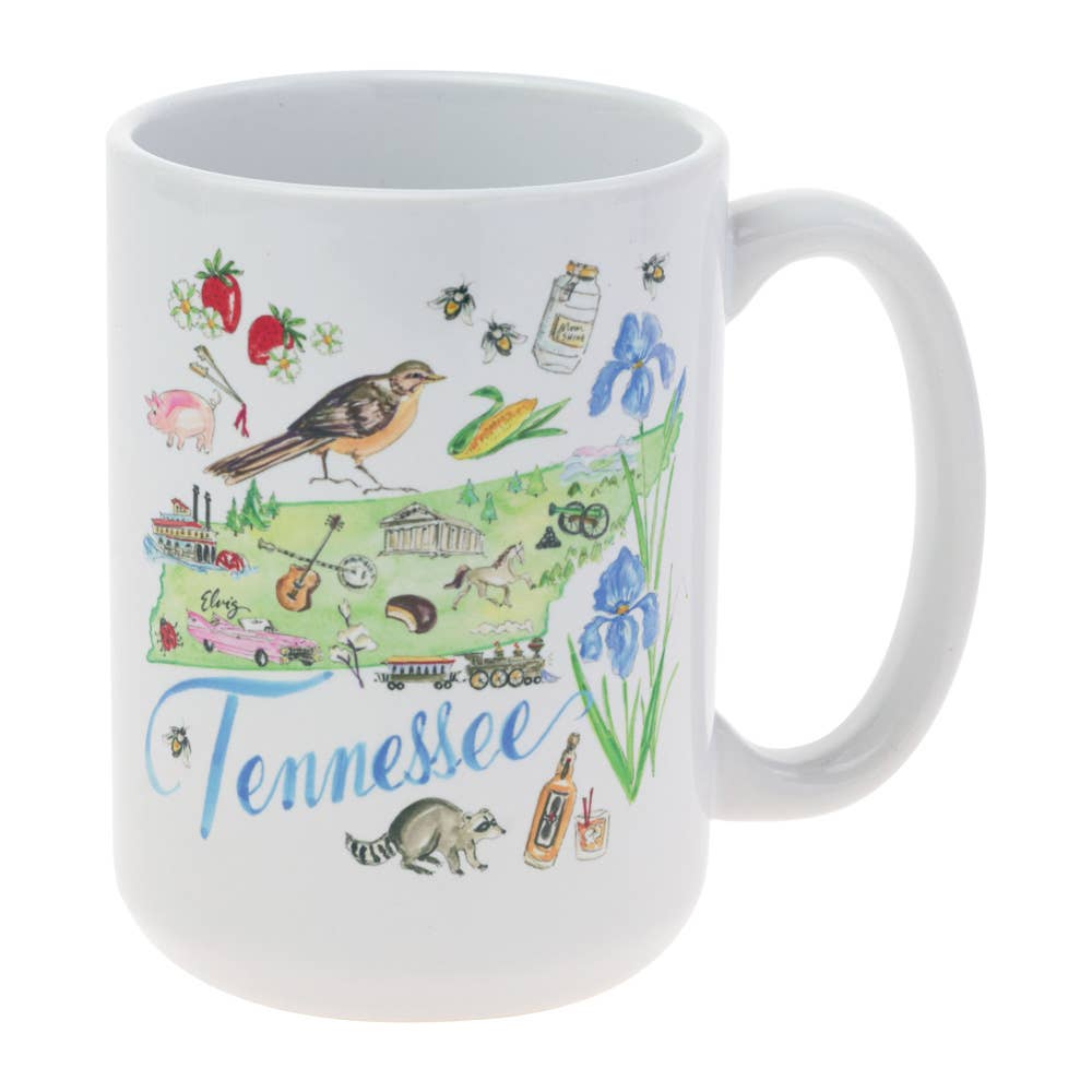 TN State Collection Ceramic 15 oz Mug Tennessee Rosanne Beck