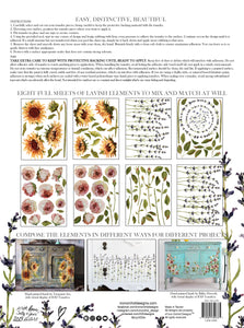 Iron Orchid Designs, IOD Painterly Floral Florals Roses and Sunflowers Transfers