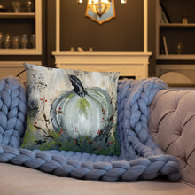 Load image into Gallery viewer, Blue Pumpkin with Bittersweet Pillow from Original Art by Carla Eakins Khouri