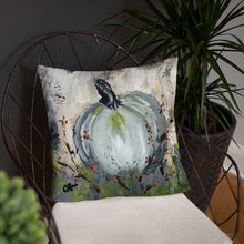 Load image into Gallery viewer, Blue Pumpkin with Bittersweet Pillow from Original Art by Carla Eakins Khouri