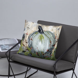 Blue Pumpkin with Bittersweet Pillow from Original Art by Carla Eakins Khouri
