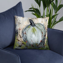 Load image into Gallery viewer, Blue Pumpkin with Bittersweet Pillow from Original Art by Carla Eakins Khouri