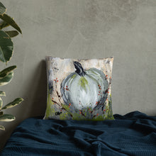 Load image into Gallery viewer, Blue Pumpkin with Bittersweet Pillow from Original Art by Carla Eakins Khouri