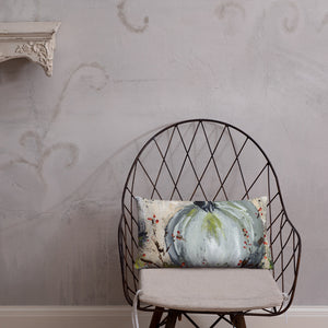 Blue Pumpkin with Bittersweet Pillow from Original Art by Carla Eakins Khouri