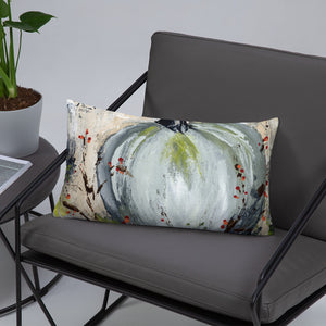 Blue Pumpkin with Bittersweet Pillow from Original Art by Carla Eakins Khouri