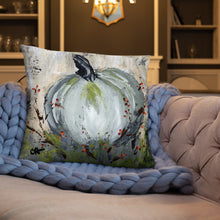 Load image into Gallery viewer, Blue Pumpkin with Bittersweet Pillow from Original Art by Carla Eakins Khouri