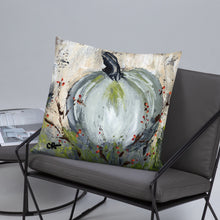Load image into Gallery viewer, Blue Pumpkin with Bittersweet Pillow from Original Art by Carla Eakins Khouri