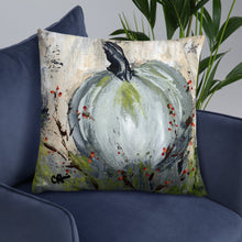Load image into Gallery viewer, Blue Pumpkin with Bittersweet Pillow from Original Art by Carla Eakins Khouri