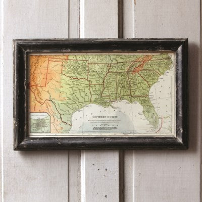 Vintage Inspired Southern Farmhouse Charm Map of the South