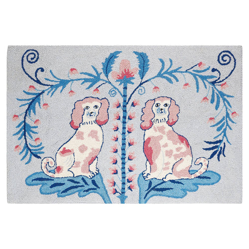 Dog Toile Hook Rug. Staffordshire Spaniels