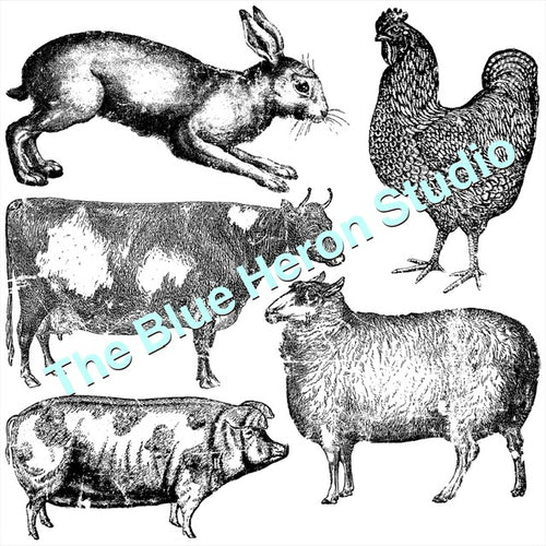 IOD Iron Orchid Designs Farm Animals Stamp
