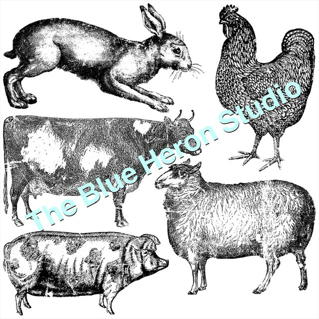 IOD Iron Orchid Designs Farm Animals Stamp